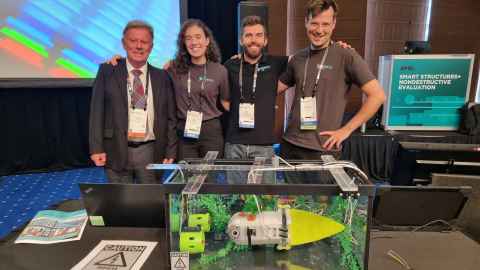 From left: Iain Anderson, Germany-based research collaborator Sina Martin, Arne Bruns, Robin Milward Cooney.