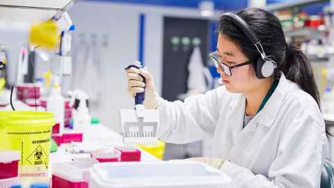 Postgraduate student working in the research laboratory