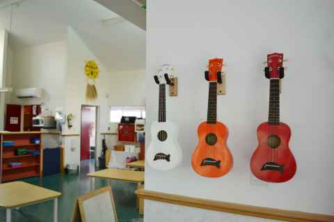 Guitars on a wall at the early childhood centre