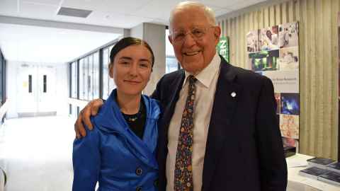 Dr Loredan Podolska-Kint with CBR director Professor Richard Faull 