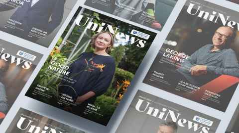 The cover of May UniNews, featuring  Zoë Avery