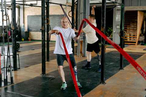 Man working out in a gym