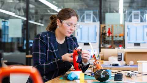 Design student working in workshop