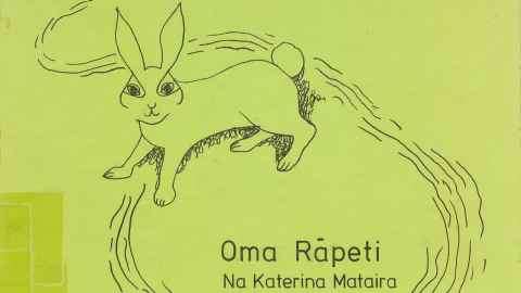 Detail from front cover of Oma Rāpeti.