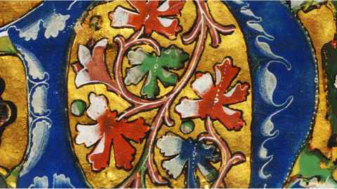 closeup of an illuminated manuscript fragment