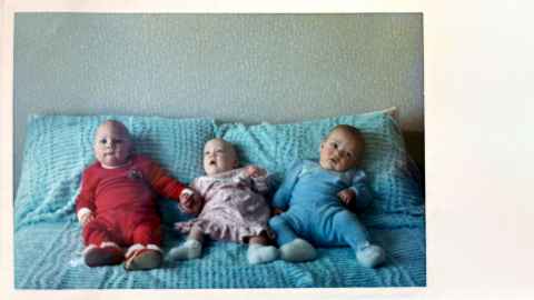 Baby Amanda Wright, one of the original 'Auckland steroid babies', (above centre) with her cousins Darryl (above left) and Kaine (above right). 