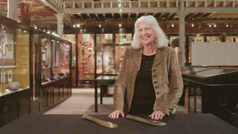 Dame Anne at Pitt Rivers Museum while filming Greenstone TV series 'Artefact'. Photo: Jeremy Salmond