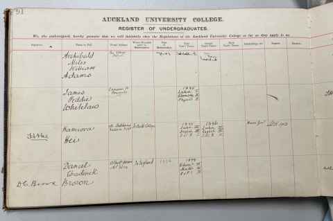 Auckland University College student register 1878-1907