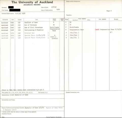 Example of academic record cards in use from 1967 until the late 1980s 