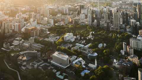 Aerial shot of University of Auckland