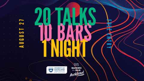 graphic for RTB 2024 showing 20 talks, 10 bars, one night