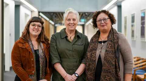 LSD microdosing researchers Alesha Wells, Dr Lisa Reynolds and Eva Morunga in the clinical section of the Faculty of Medical and Health Sciences.