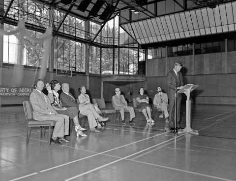 1978 Colin Maiden at the opening of the Rec Centre. All b/w photos: University of Auckland Library Archives