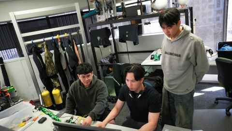 Biomimetics Lab team with diving gear