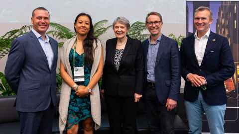 Tim Irvine (Ngāti Whātua Ōrākei), Dr Lyla June Johnston, Helen Clark, Sir Ashley Bloomfield, Rob Stokes all took part in the Q and A panel. 