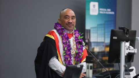 Image of Prof Vili Nosa speaking at his Inaugural Lecture on Sept 11
