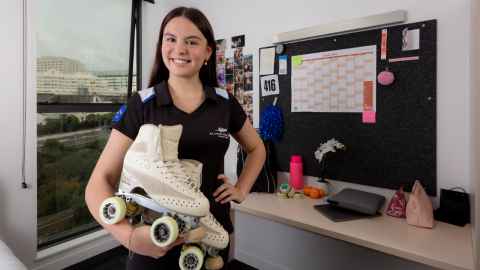 Bring your rollerskates - Maegan at University Hall Towers