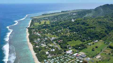 Aerial image of Cook Island village